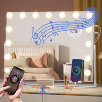 Royals Hollywood make up Spiegel - 63x46CM - Bluetooth - 360° Rotatie - 15x Led Lampen