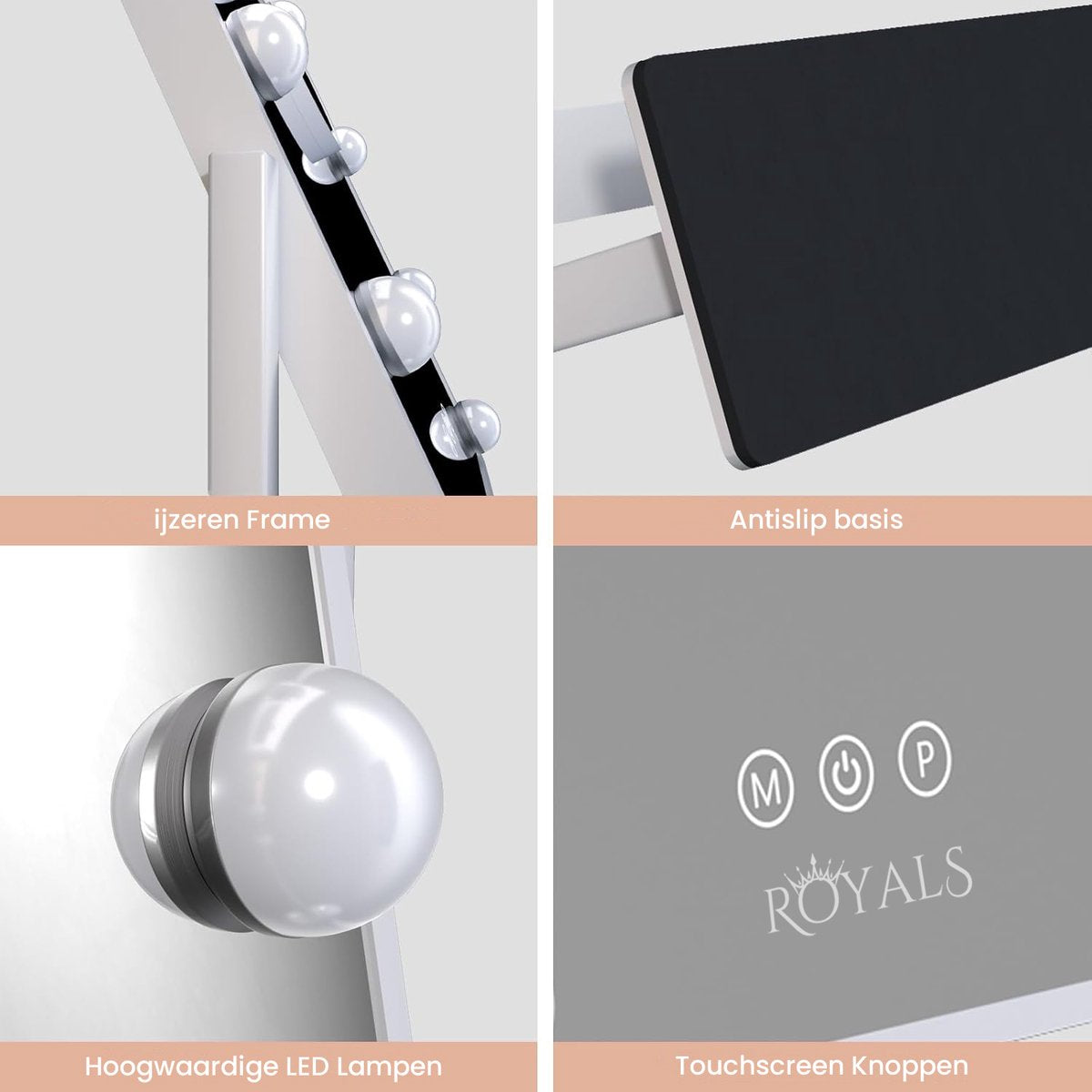 Royals Hollywood make up Spiegel - 37x30CM - 9x Led Lampen