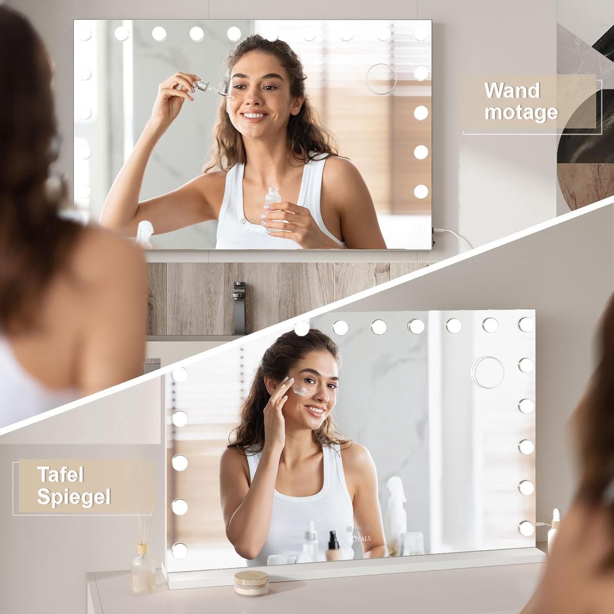 Royals Hollywood make up Spiegel - 80x60CM - 18x Led Lampen