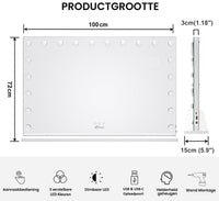 Royals Hollywood make up Spiegel 100x70CM - 20x Led Lampen