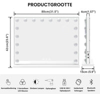 Royals Hollywood make up Spiegel - 80x60CM - Bluetooth - 18x Led Lampen