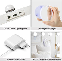Royals Hollywood make up Spiegel - 50x42CM - 14x Led Lampen