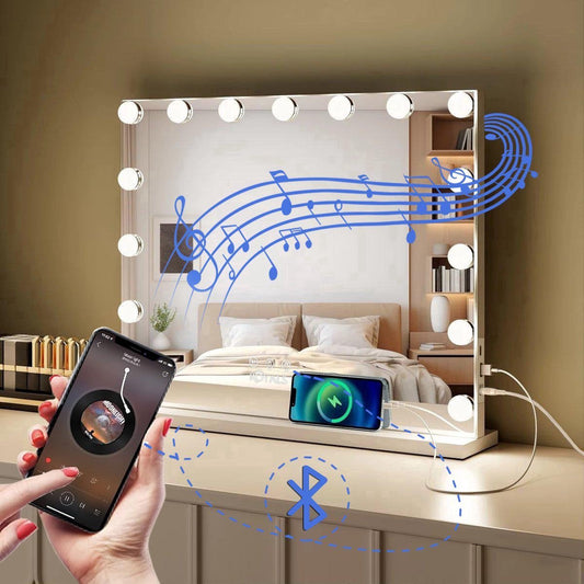 Royals Hollywood make up Spiegel - 58x48CM - Bluetooth - 15x Led Lampen