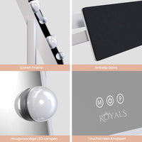 Royals Hollywood make up Spiegel - 63x46CM - 360° Rotatie - 15x Led Lampen