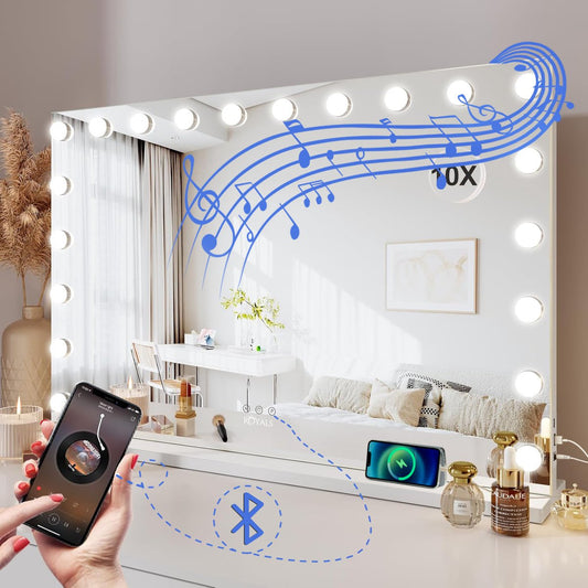 Royals Hollywood make up Spiegel - 100x70CM - Bluetooth - 20x Led Lampen