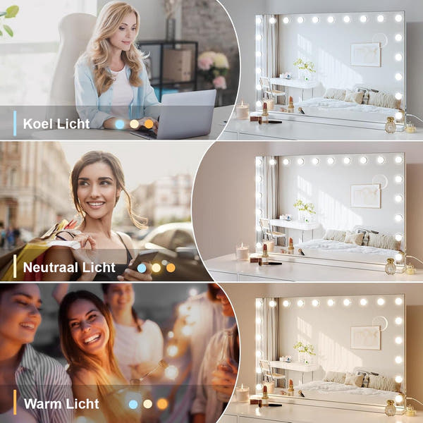 Royals Hollywood make up Spiegel 100x70CM - 20x Led Lampen
